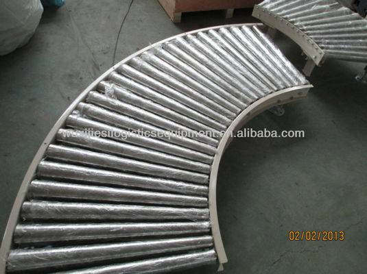 Heat Resistant JS Curved Roller Conveyor System Spinning Roller Conveyor Table